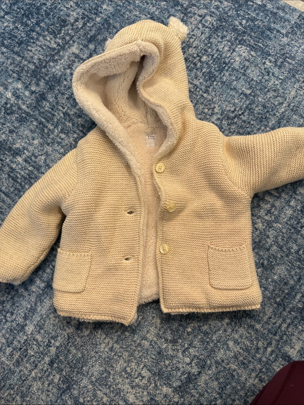 GAP Cream Knit Hooded Baby Jacket